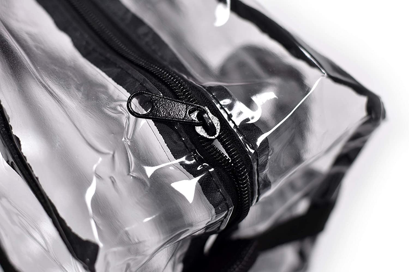 Large Clear Lunch Bag Box Tote Shoulder Strap Front Storage Zippered Pocket New