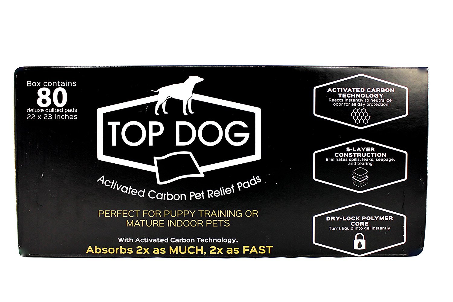 Puppy/Dog Training Pads-Extra QuickDry Black Carbon Technology-80ct-Lg