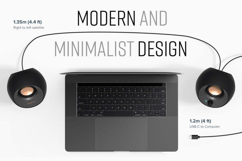 Creative Pebble V3 Minimalistic 2.0 USB-C Desktop Speakers with USB Audio, Clear