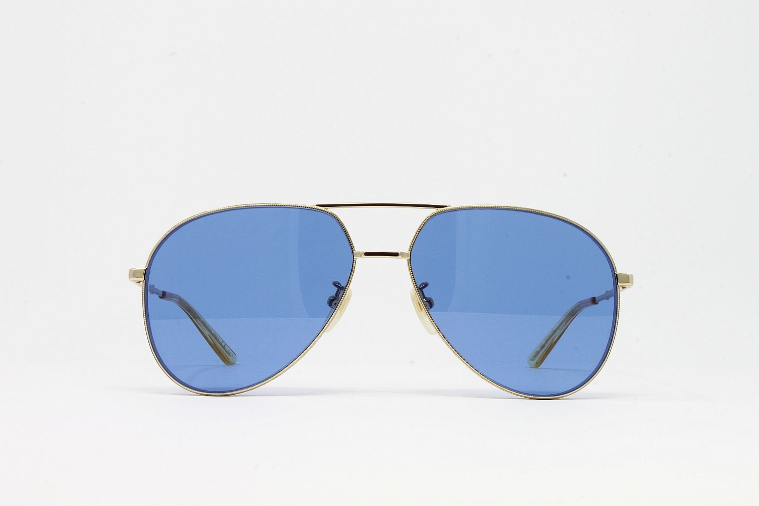 Pre-owned Gucci Unisex Aviator Sunglasses Gg0356s 003 Gold Gold 59mm Blue Lens