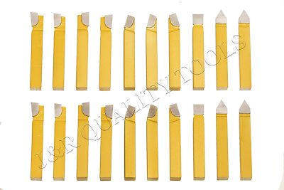 20 Pc 1/4'' x 2'' Carbide Tipped Metal Lathe Cutters with Six Point Styles New