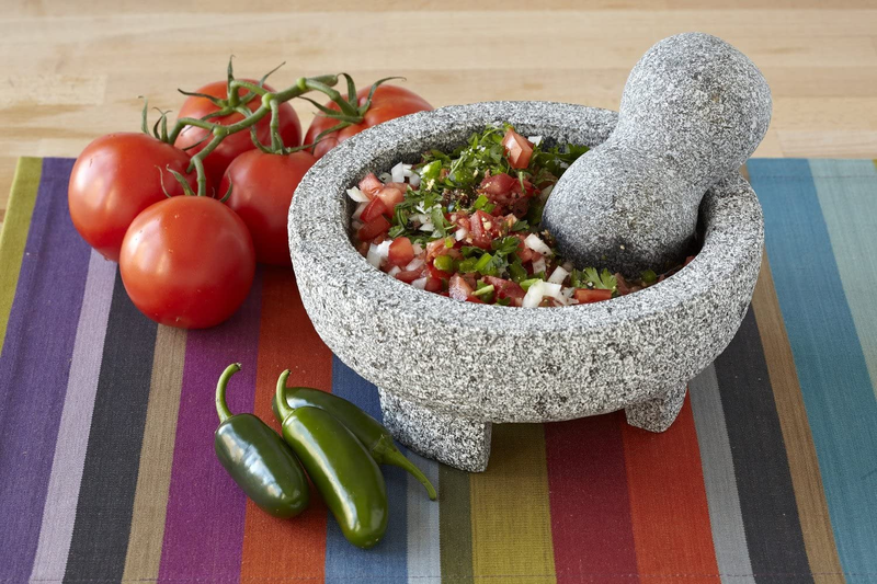 Vintage Granite Stone Mortar and Pestle Molcajete Mexican Salsa Bowl 6 Inch