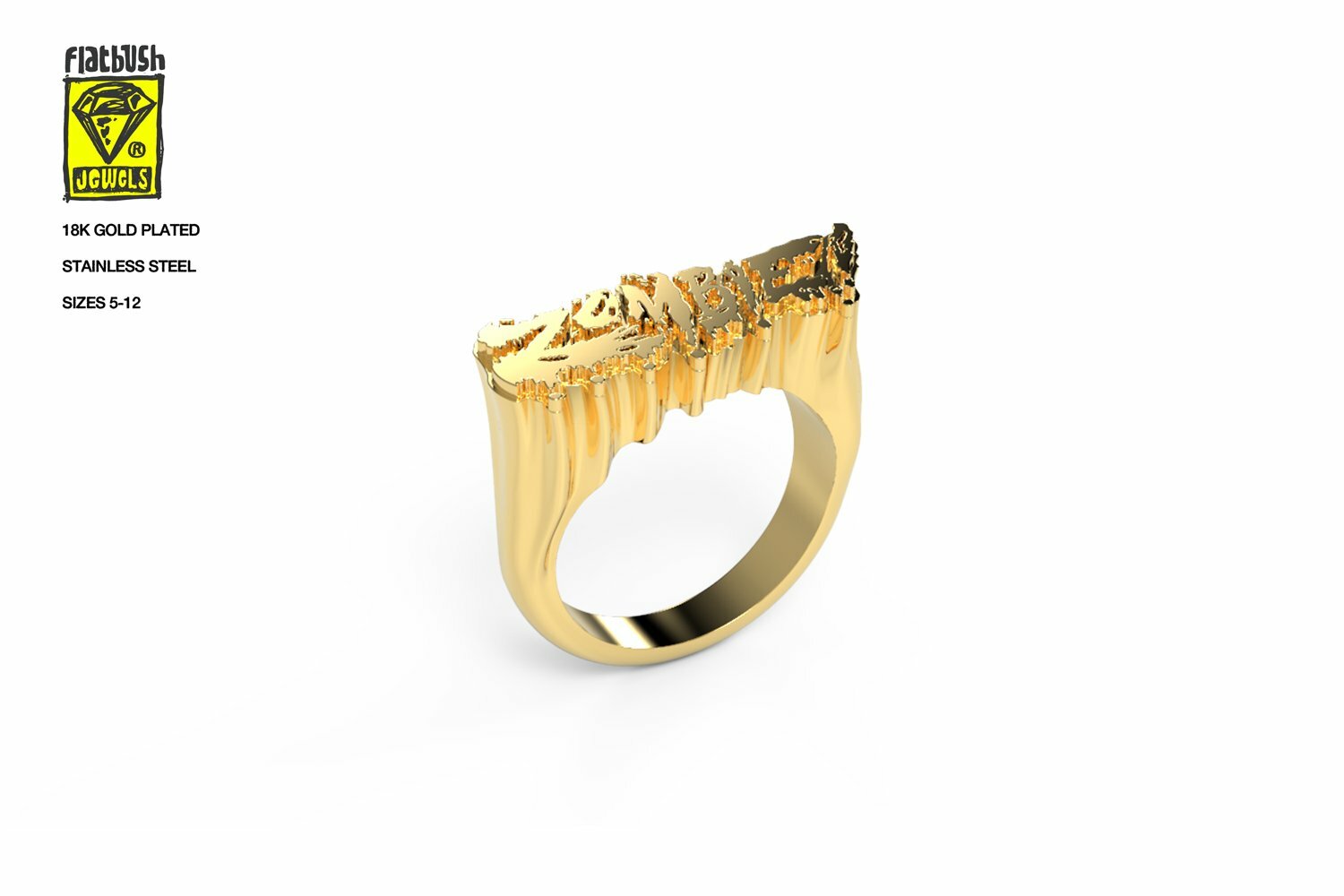 Pre-owned Flatbush Zombies First Edition Zombie Ring Size 9 In Gold