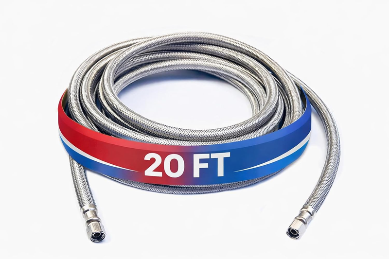Icemaker Hose 20FT for Refrigerator Fridge Water Supply Line SS Ice Water