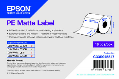 EPSON C33S045547 Roll Labels 102mmX51mm COLORWORKS TM-C3500 (535 Labels)