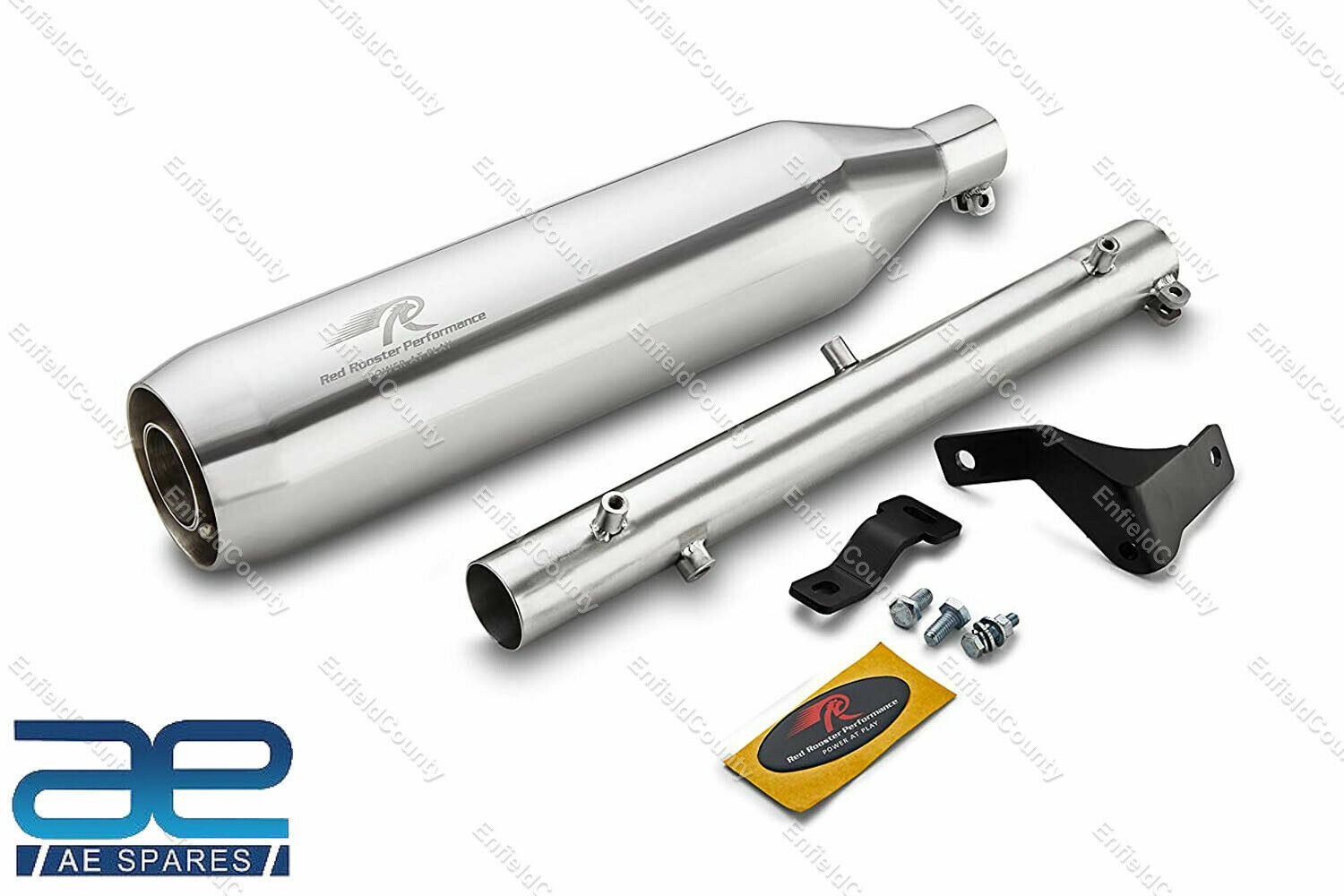 For Royal Enfield Meteor 350 Red Rooster Exhaust Muffler Silencer With Pipe 