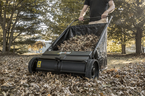 26-Inch Yard Leaf Sweeper Push Lawn Lightweight, Hopper Bag Disconnects To Empty