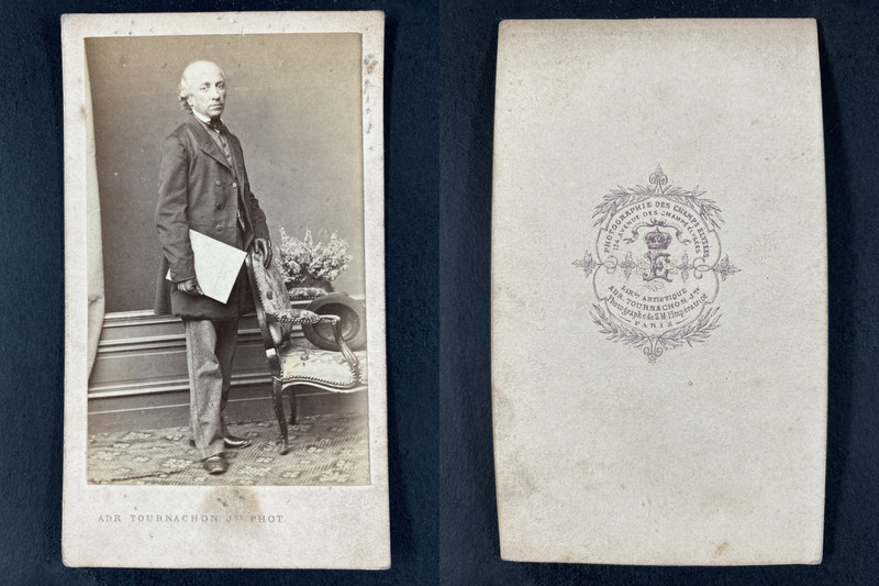 Adrien Tournachon, Paris, Monsieur En Costume Vintage Cdv Albumen Print Cdv, T