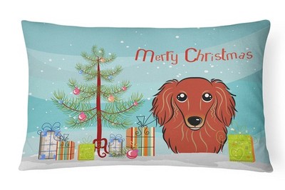 Caroline's Treasures BB1586PW1216 Christmas Tree And Longhair Red Dachshund