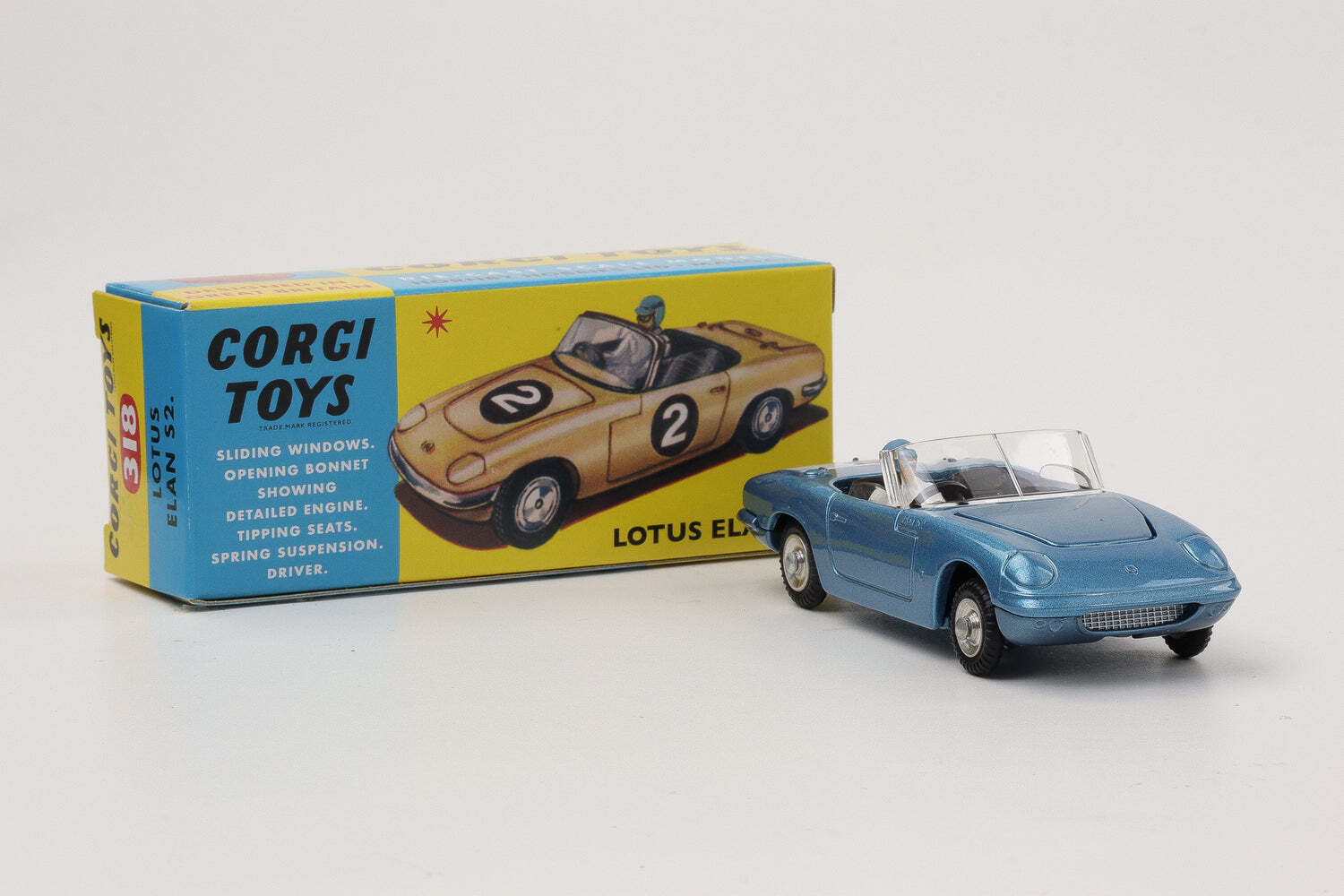 1:42 Corgi Toys Lotus Elan S2 Metallic Blue With Driver - No