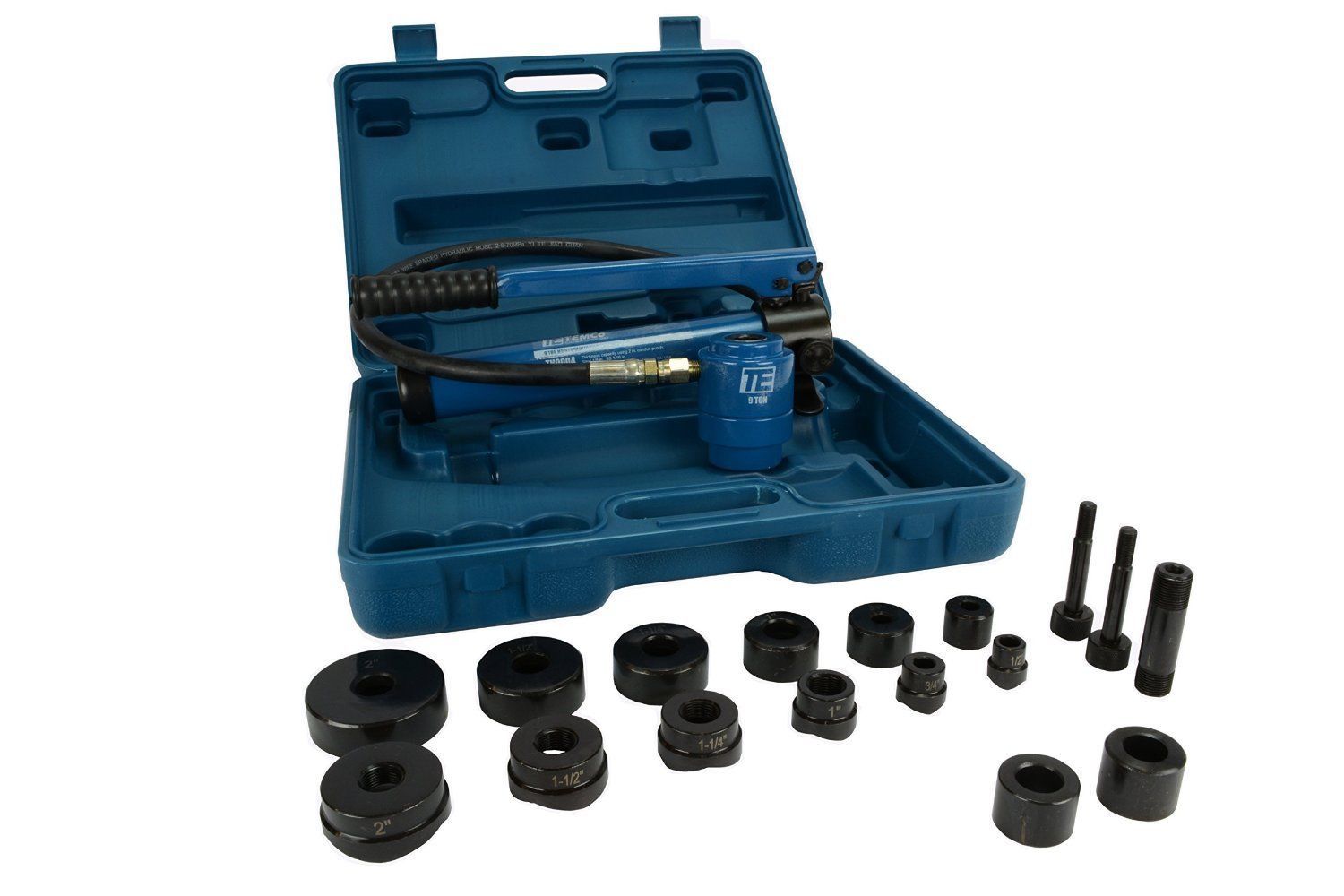 Hydraulic Knockout Puncher Manual Hole Punch Kits 6 Ton 6 Die Set W// Case