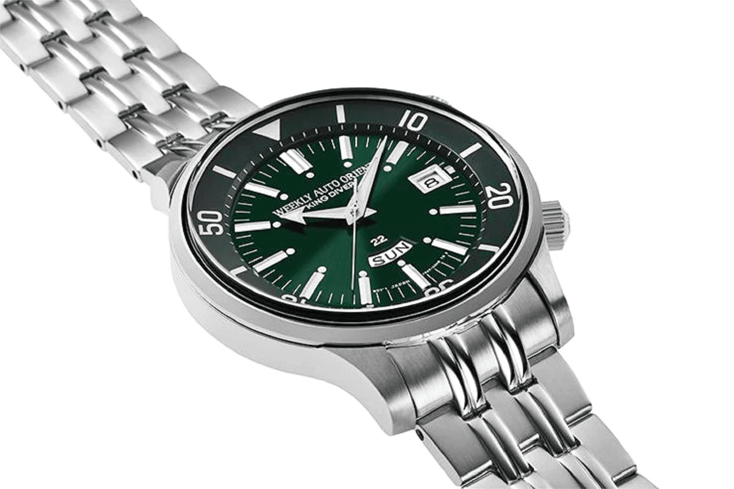 Pre-owned Orient Weekly Auto King Diver Day Date Ra-aa0d03e Green Dial Made In Japan