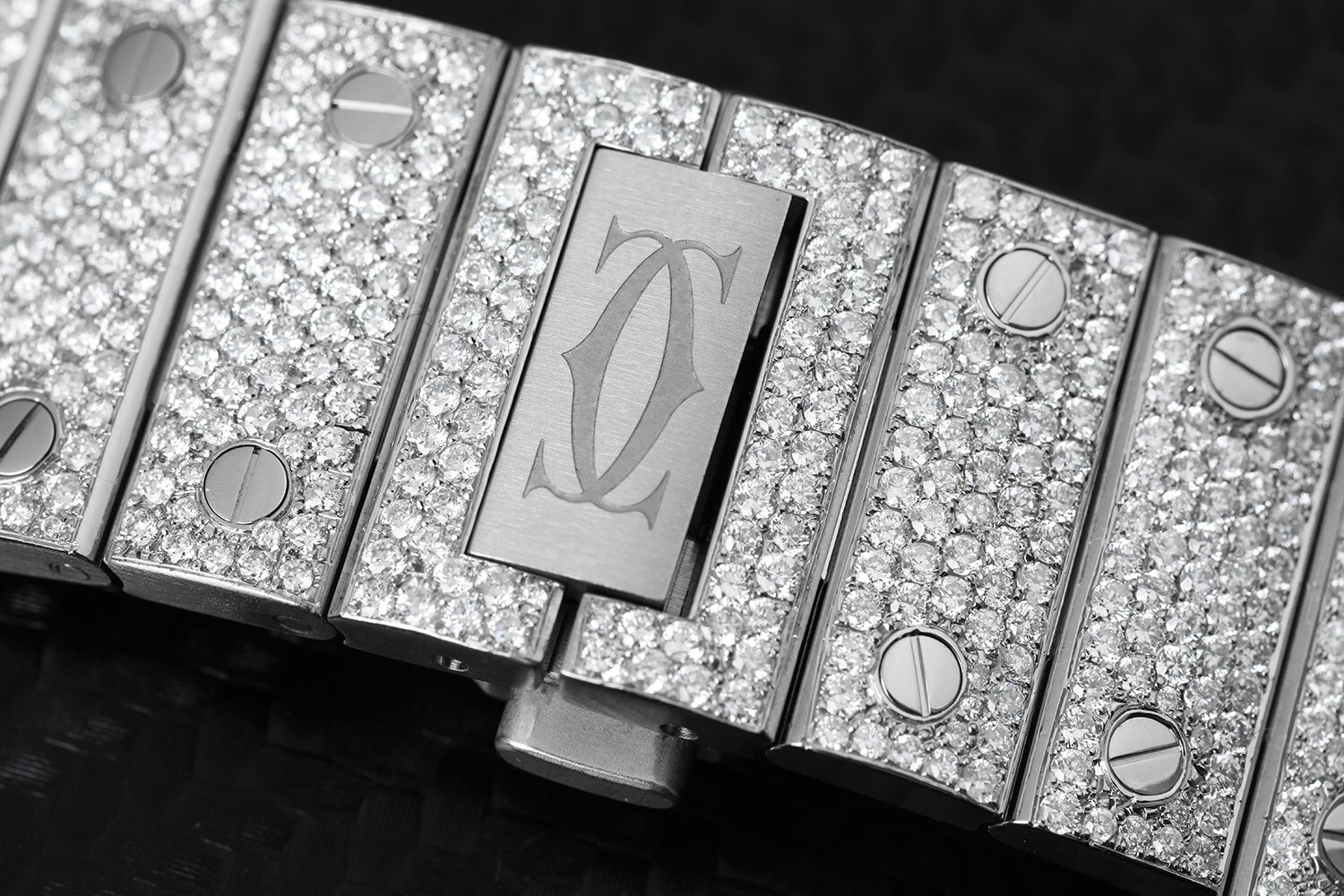 Pre-owned Cartier Santos De  Large Model Wssa0018 Custom Diamonds Stainless Steel