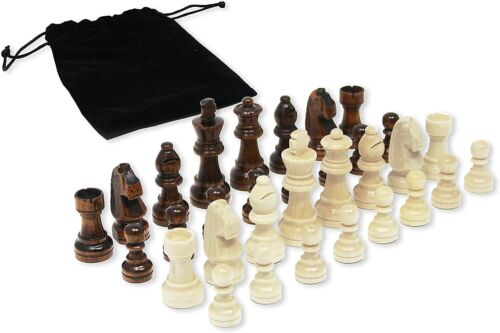 DA VINCI Staunton Wood Chess Pieces 32 Chessmen and Storage Bag (3.0 Inch King)