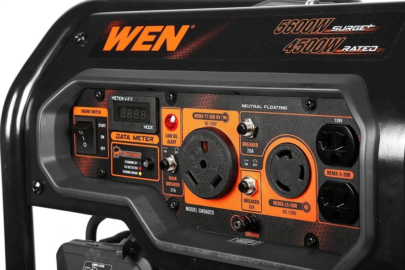 WEN 5,600-W Portable RV Ready Gas Powered Generator, Electric Start, CO Sensor