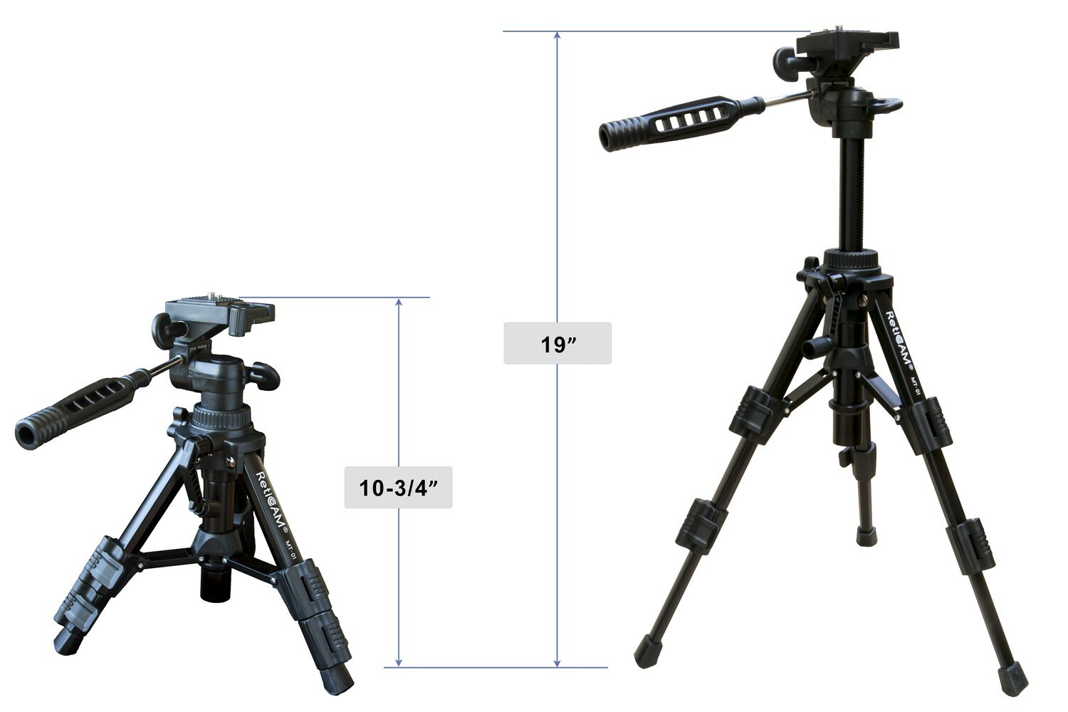 RetiCAM Tabletop Tripod with 3Way Pan/Tilt Head, QR Plate and Carryin