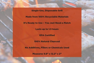EZ Grill Disposable Charcoal BBQ Grill Portable Easy to Use, Small, 2 Pack