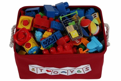 Red Toy Storage Basket Bin for Organizing Baby, Kids, Dog Toys, Children Books