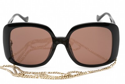 Pre-owned Gucci Gg1029sa 005 Sunglasses Black Frame Brown Lenses 57mm