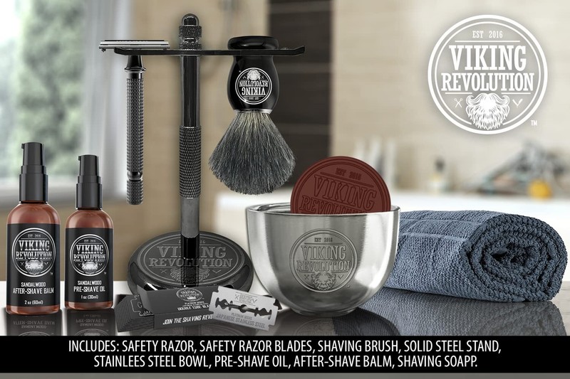 Viking Revolution Luxury Safety Razor Shaving Kit - Includes Double Edge