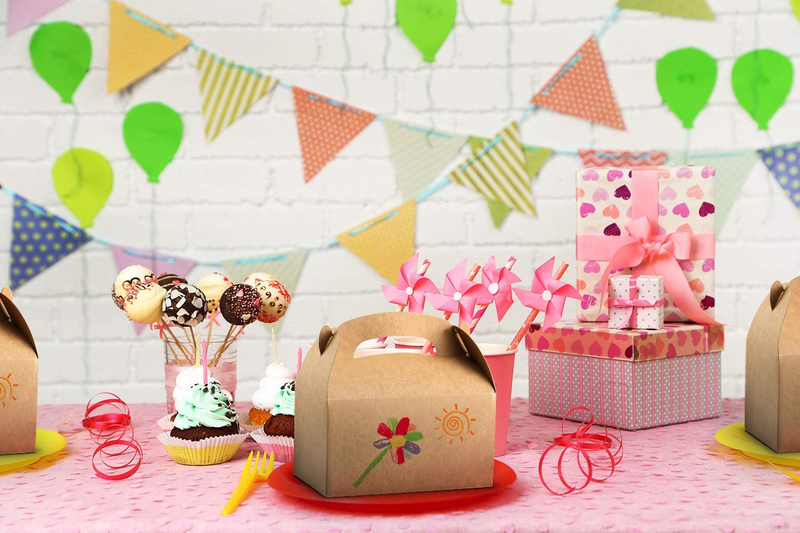 Treat Boxes 30 Pack Brown Kraft Paper Gable Gift Boxes - Goodies Favor Box for K