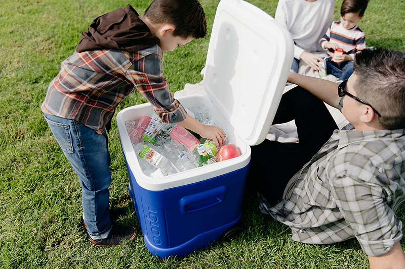 Ice Cube Roller Cooler 60-Quart Ocean Blue