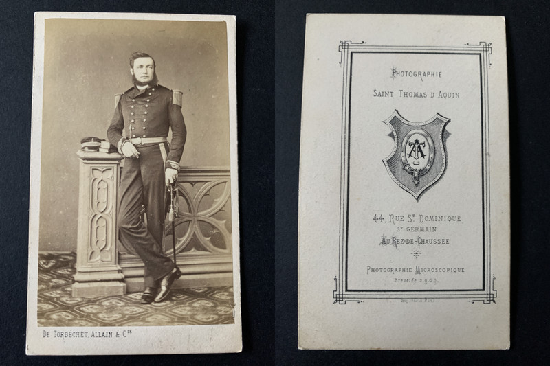 De Torbechet, Paris, Jeune Officier Vintage Albumen Print Cdv.