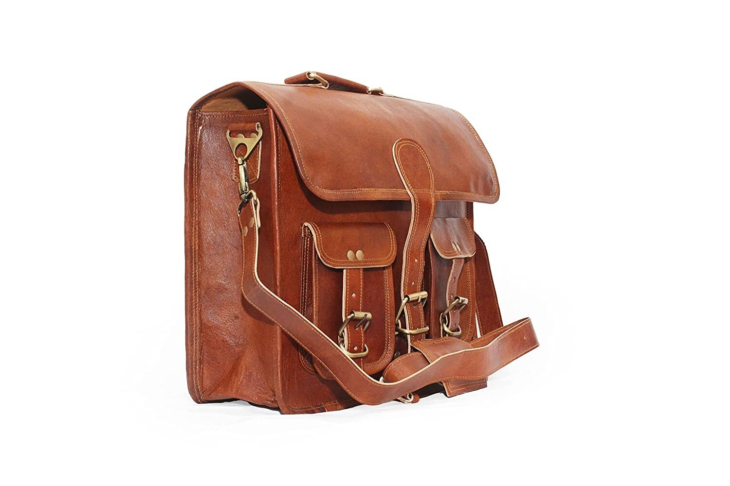 Genuine Leather Bag Men's Messenger Shoulder Laptop Bag Briefcase Work Bag