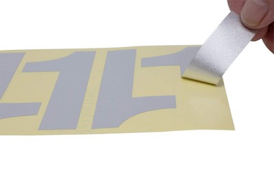 Brilliant White 44 Super Reflective 4'' Numbers Peel & Stick Professional Gra