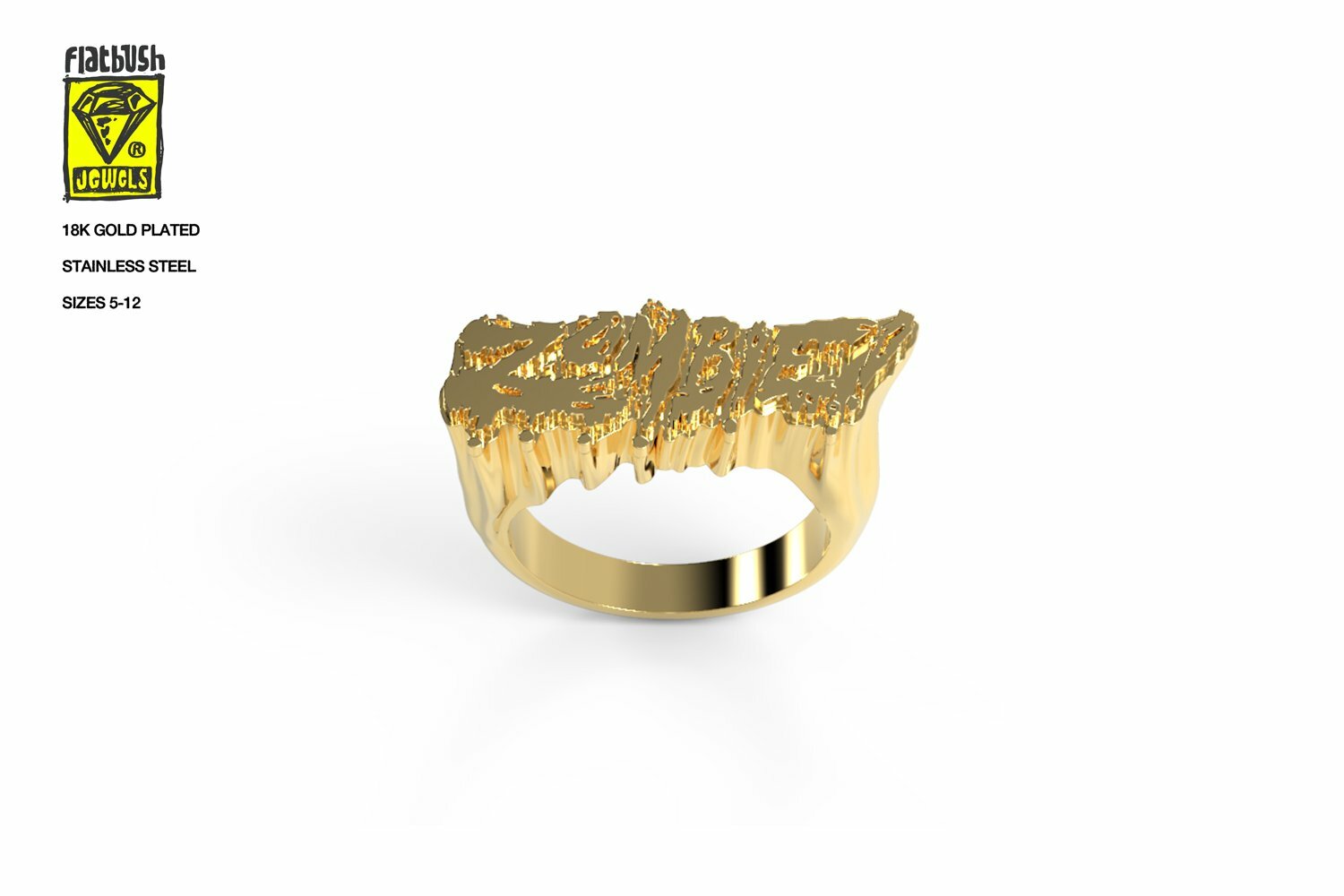 Pre-owned Flatbush Zombies First Edition Zombie Ring Size 9 In Gold