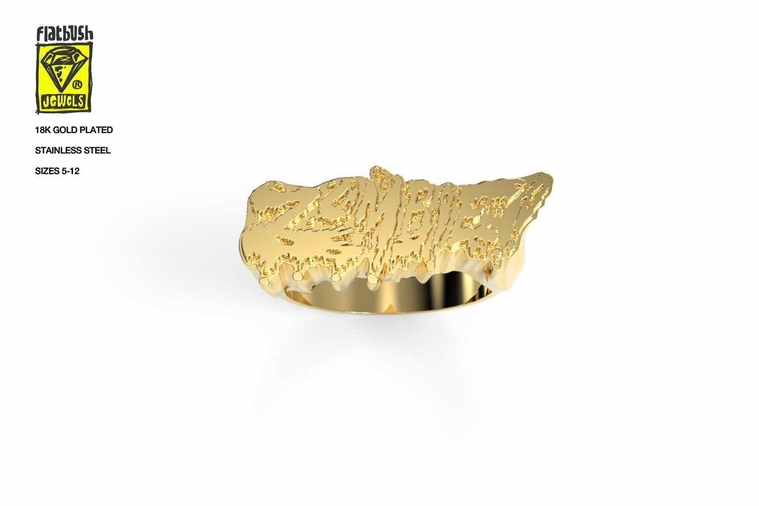 Pre-owned Flatbush Zombies First Edition Zombie Ring Size 9 In Gold