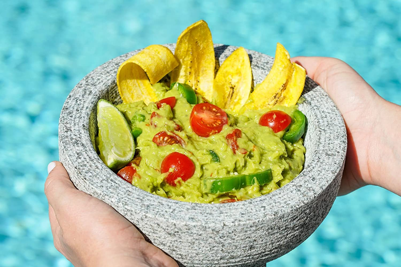 Vintage Granite Stone Mortar and Pestle Molcajete Mexican Salsa Bowl 6 Inch