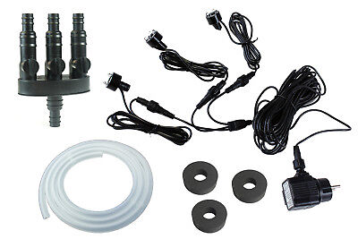 3er Springbrunnenbeleuchtung Komplett Set LED-Spot Schlauch Dichtungsring 