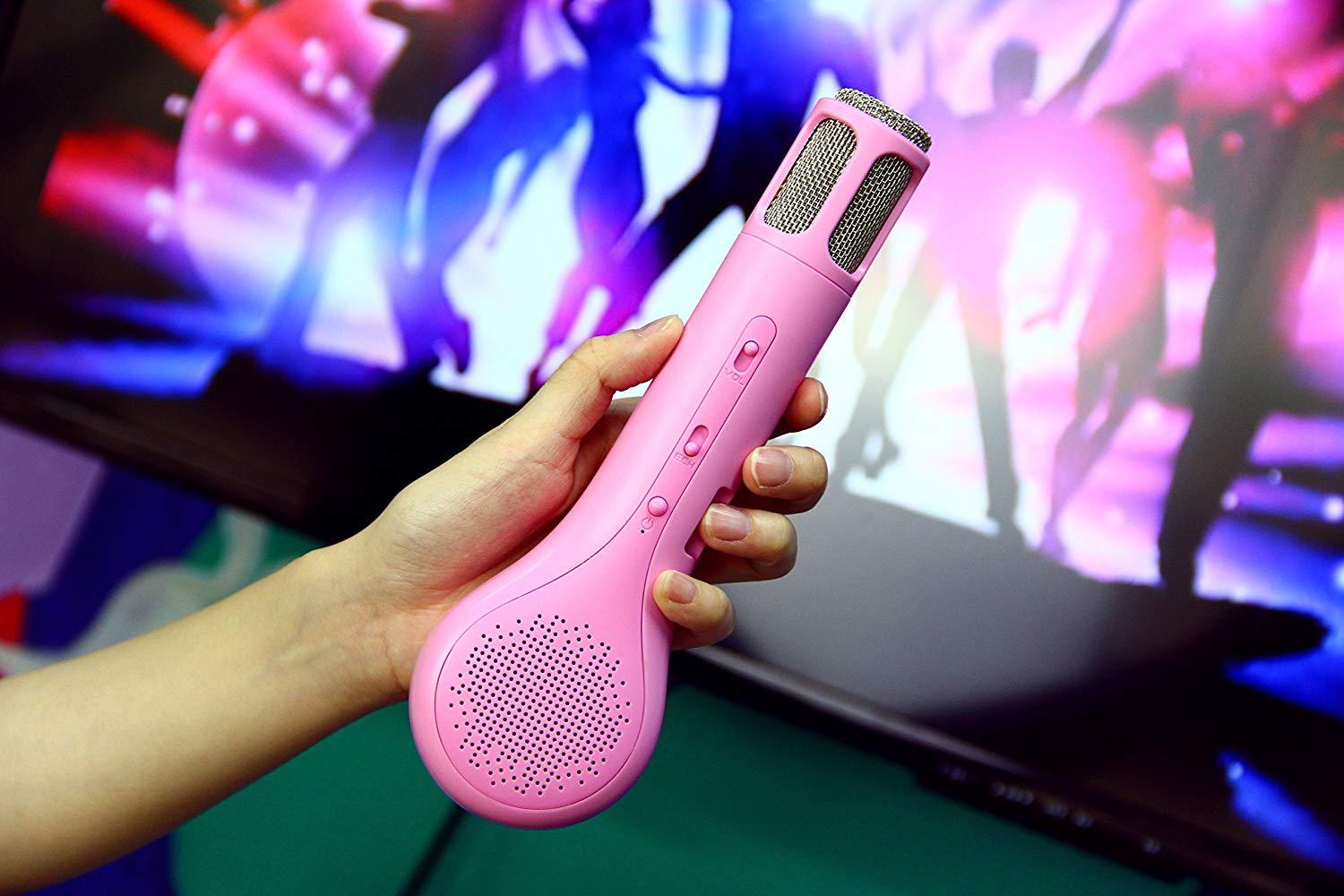 Karaoke Microphone with Bluetooth speaker Wireless Rechargeable Pink