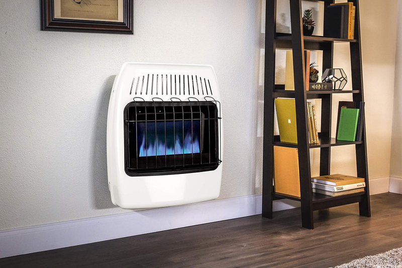 20,000 BTU Liquid Propane Blue Flame Vent Free Wall Heater, Noiseless, White