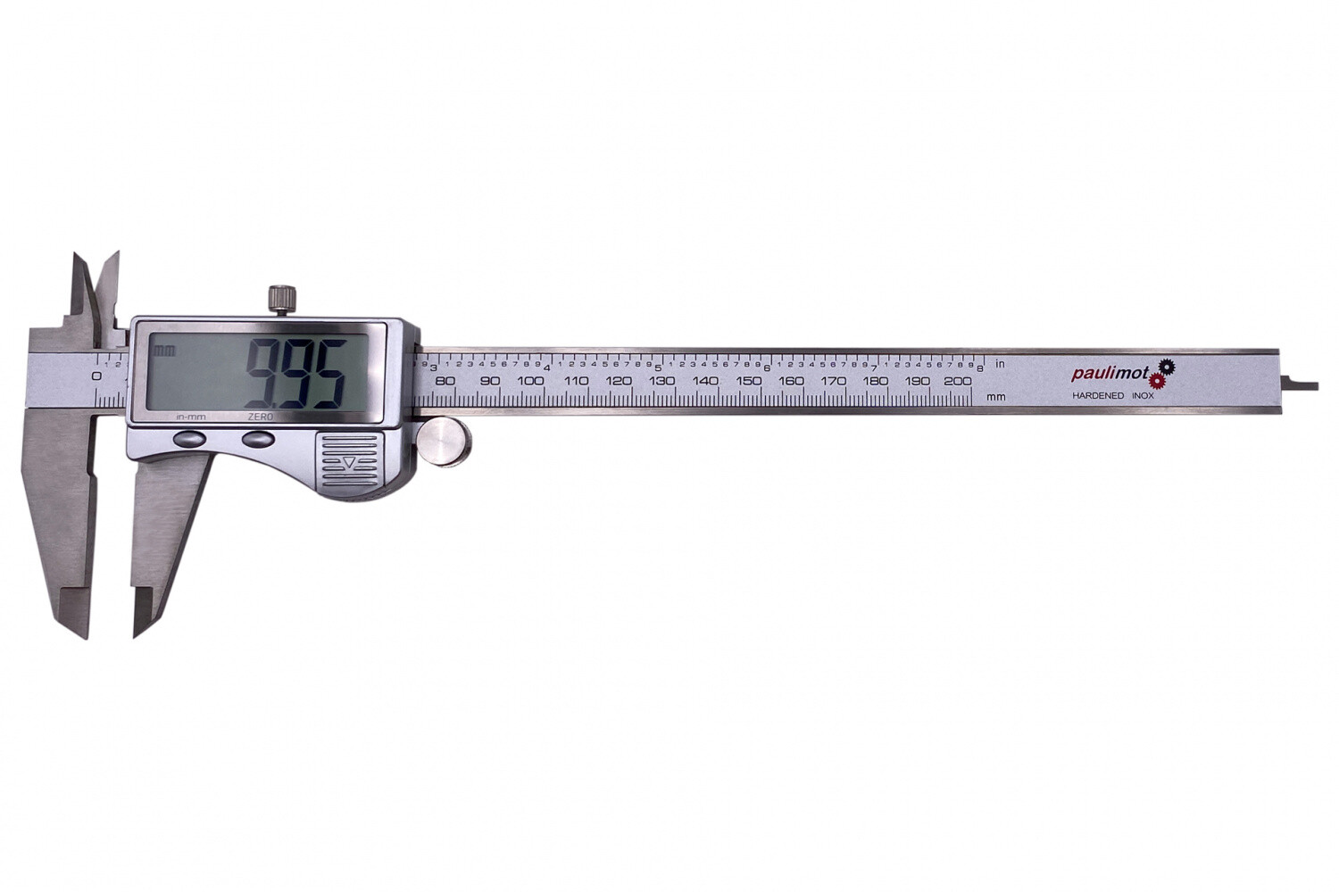 PAULIMOT Messschieber digital 0 - 200 mm mit großem Display, rostfrei INOX