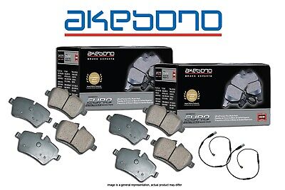 [FRONT+REAR] Akebono Euro Ceramic Disc Brake Pads + Sensors USA MADE AK100774