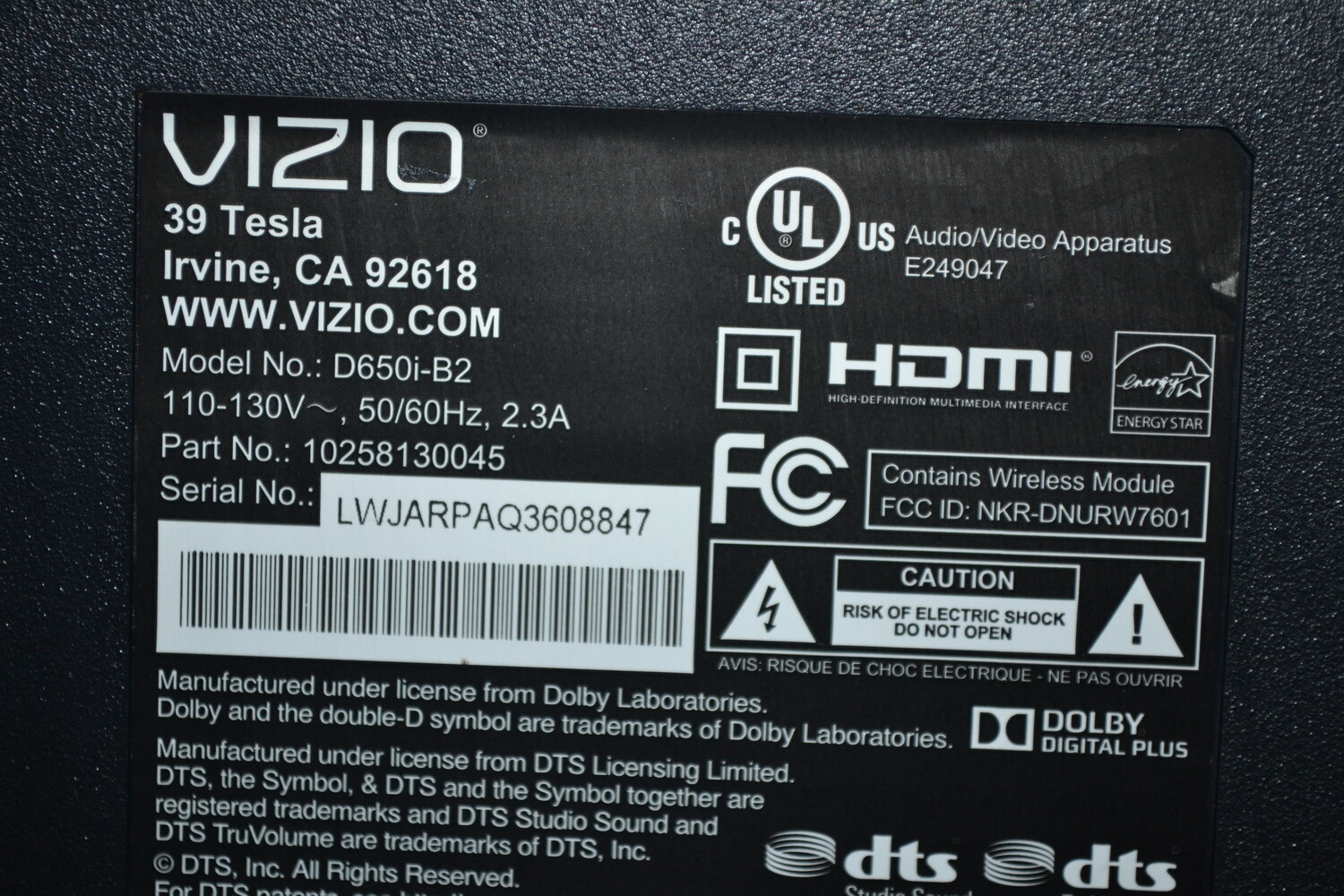 Vizio D650i-B2 Main Board 748.00S02.0011 14010-1 2014 LAKERS ?? #1