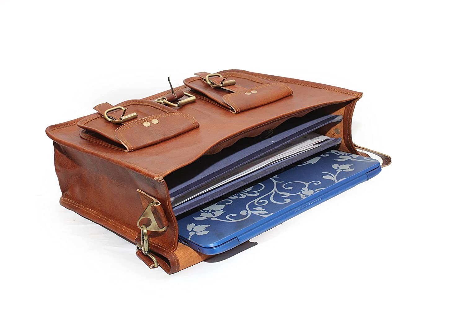 Genuine Leather Bag Men's Messenger Shoulder Laptop Bag Briefcase Work Bag