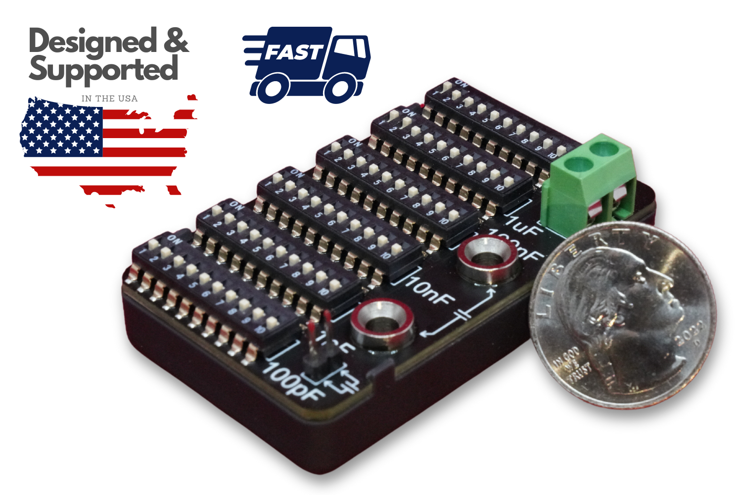 6 Decade Capacitance Substitution Board Box (100pF to 100uF) with Cover