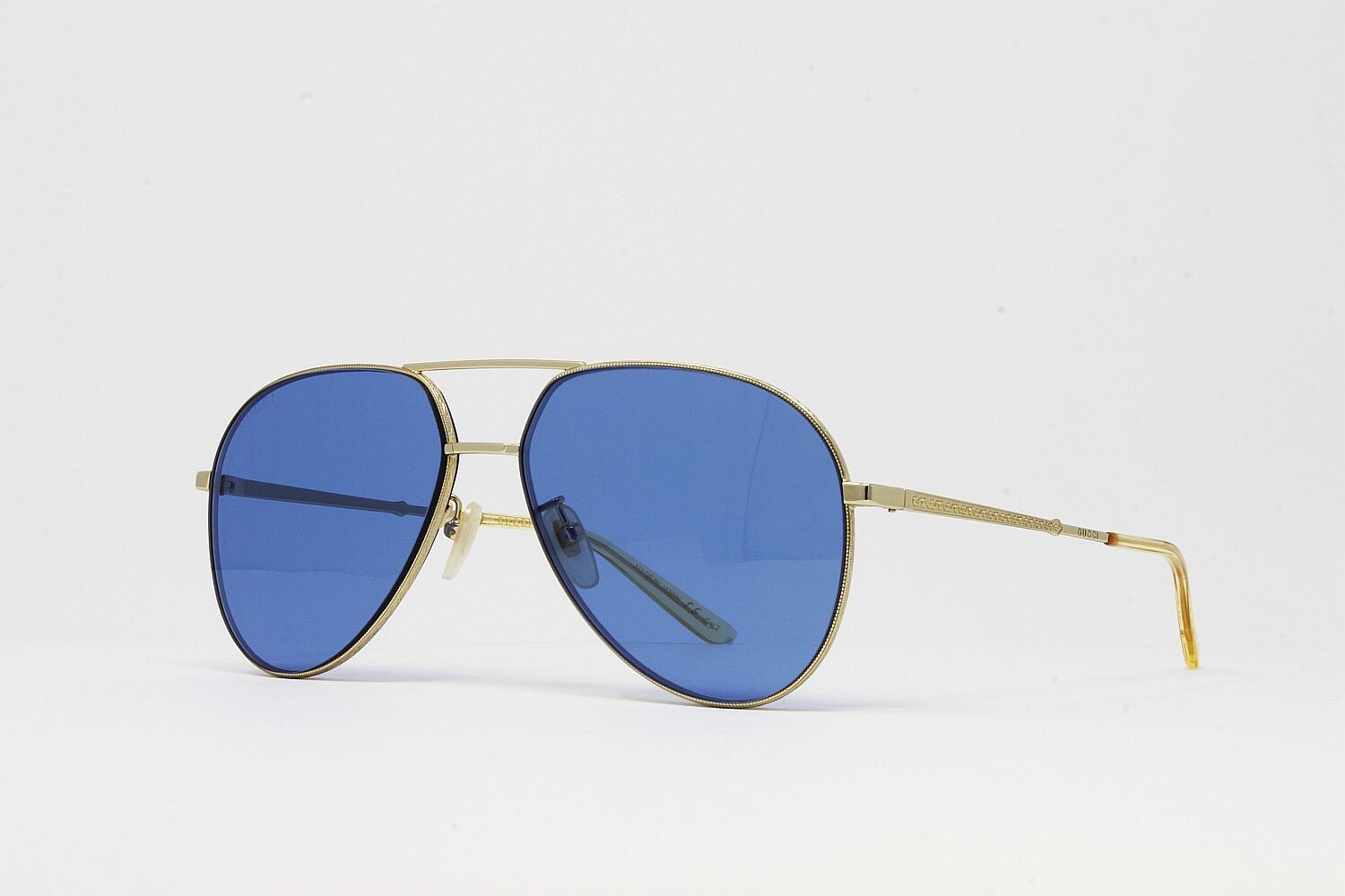 Pre-owned Gucci Unisex Aviator Sunglasses Gg0356s 003 Gold Gold 59mm Blue Lens