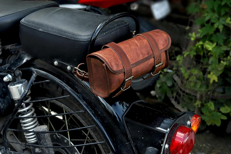 Genuine Leather Handlebar Bicycle Motorcycle Saddle Bag Utility Tool Kit Handleb