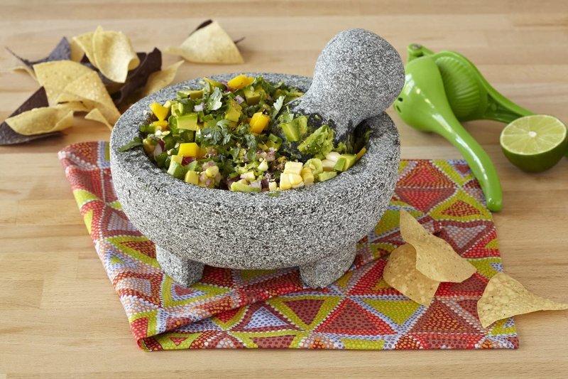 Vintage Granite Stone Mortar and Pestle Molcajete Mexican Salsa Bowl 6 Inch