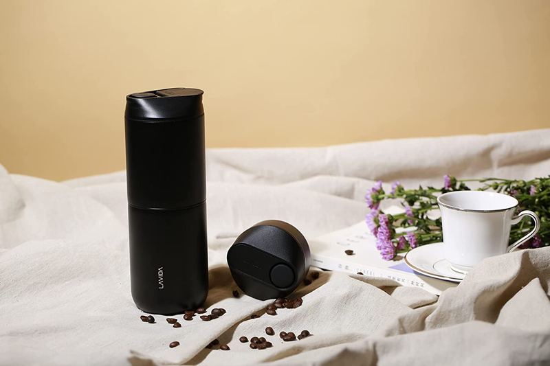 LAVIDA Portable Espresso Small Coffee Maker Electric Grinder with Filter Travel