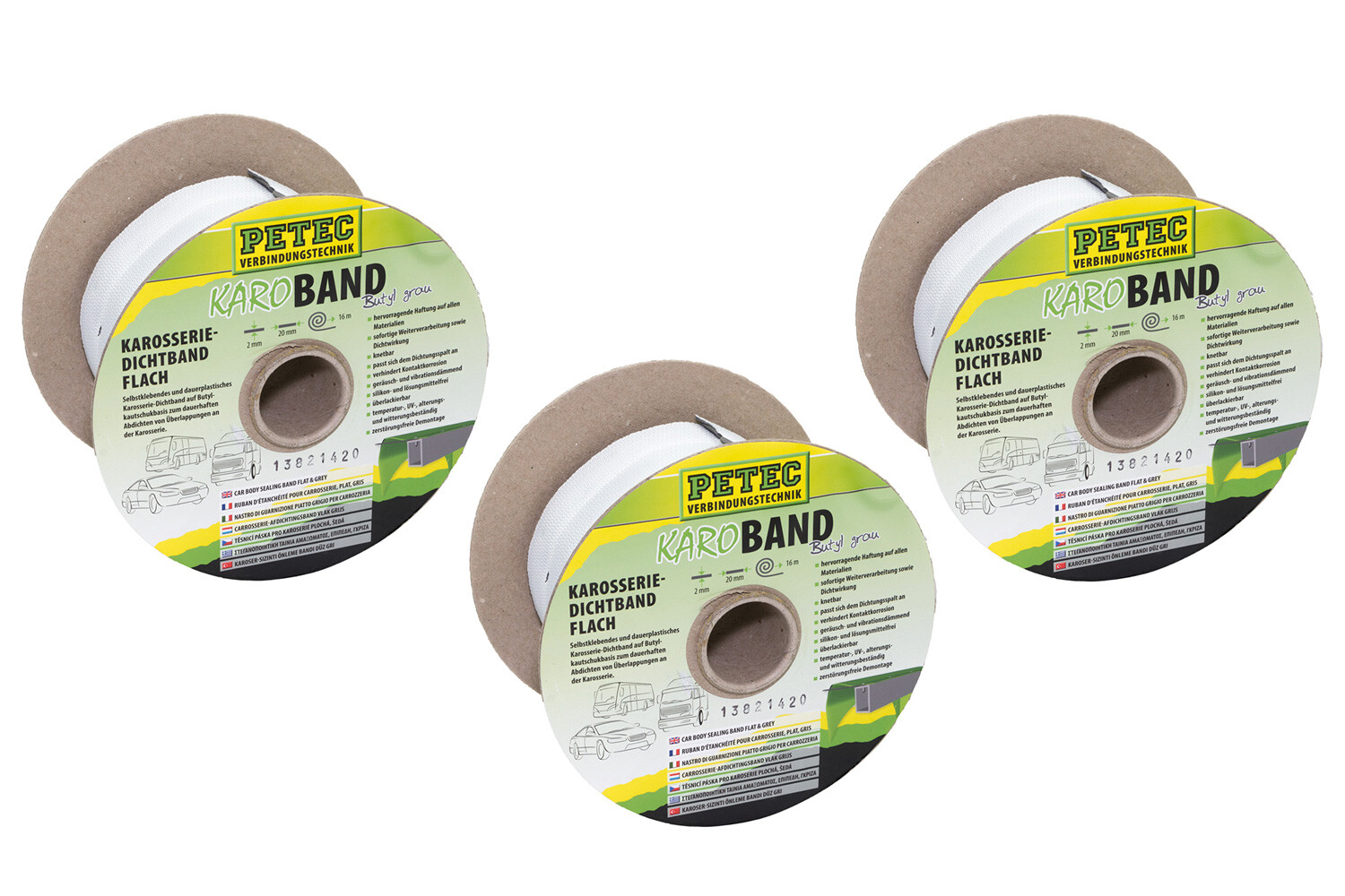 Petec Karo Band 3 X Butyl grau 20 mm x 16 m dauerplastisch Karosserie Dichtband