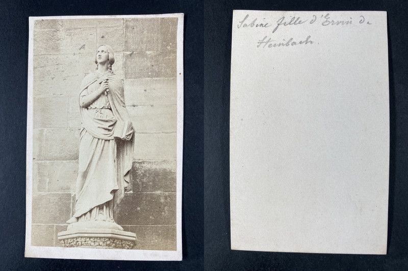 France, Strasbourg, CathÃ©Drale, Statue De Sabina Von Steinbach Vintage Cdv Album