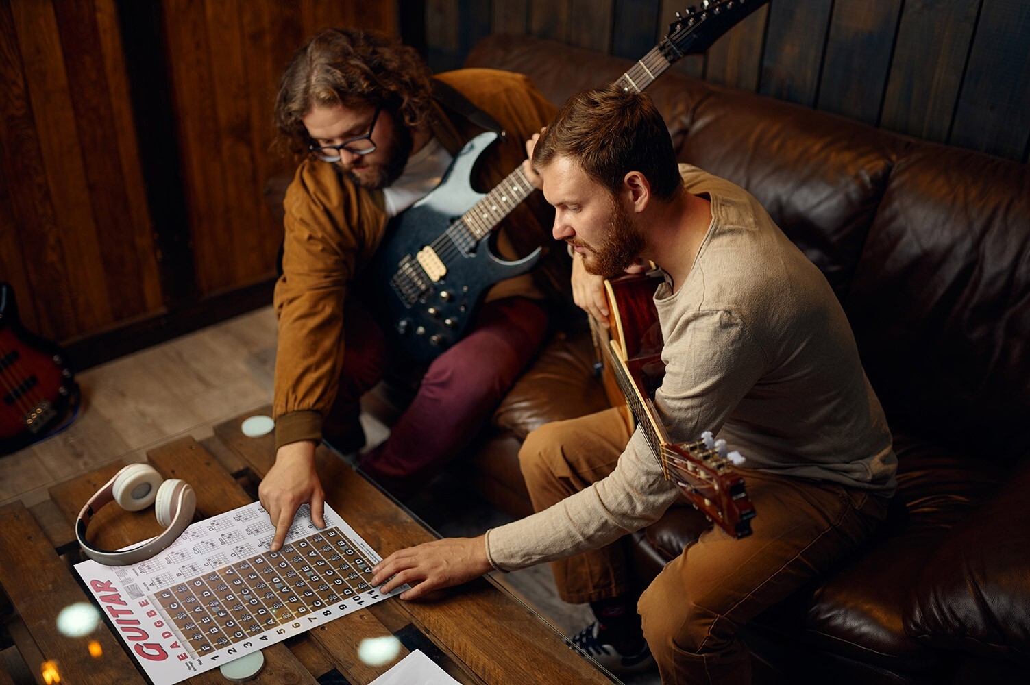 LAMINATED Guitar Fretboard Chord Chart Instructional Poster Beginner Chords 