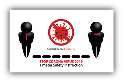 Virus Illustration Social Distance Vinyl Sticker Car Bumper Decal