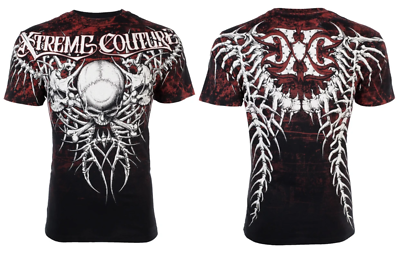 Xtreme Couture Affliction Men's T-Shirt BARE BONE Skull Black Tattoo Biker S-2XL