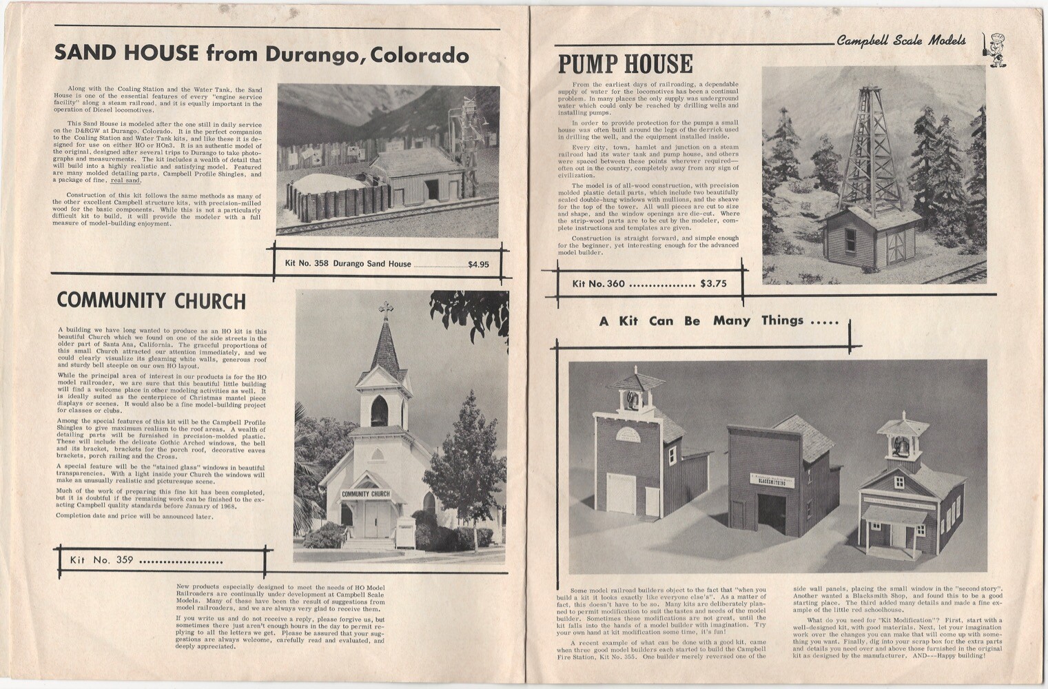 1968 Campbell Scale Railroad Buildings & Accessories Models Catalog